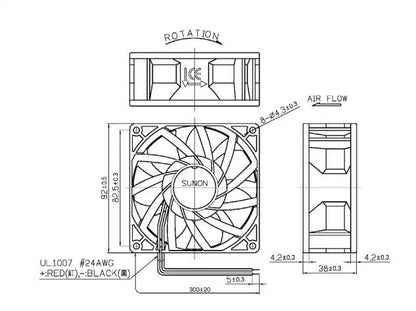 Pusen DF9238 DC48V 0.25A 9CM 4-Wire Inverter Cooling Fan