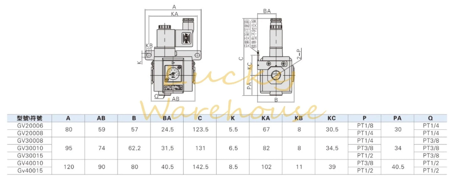 1pcs AirTAC GV30010F1A GV30010F1B Pneumatic Pressure Regulating Valve