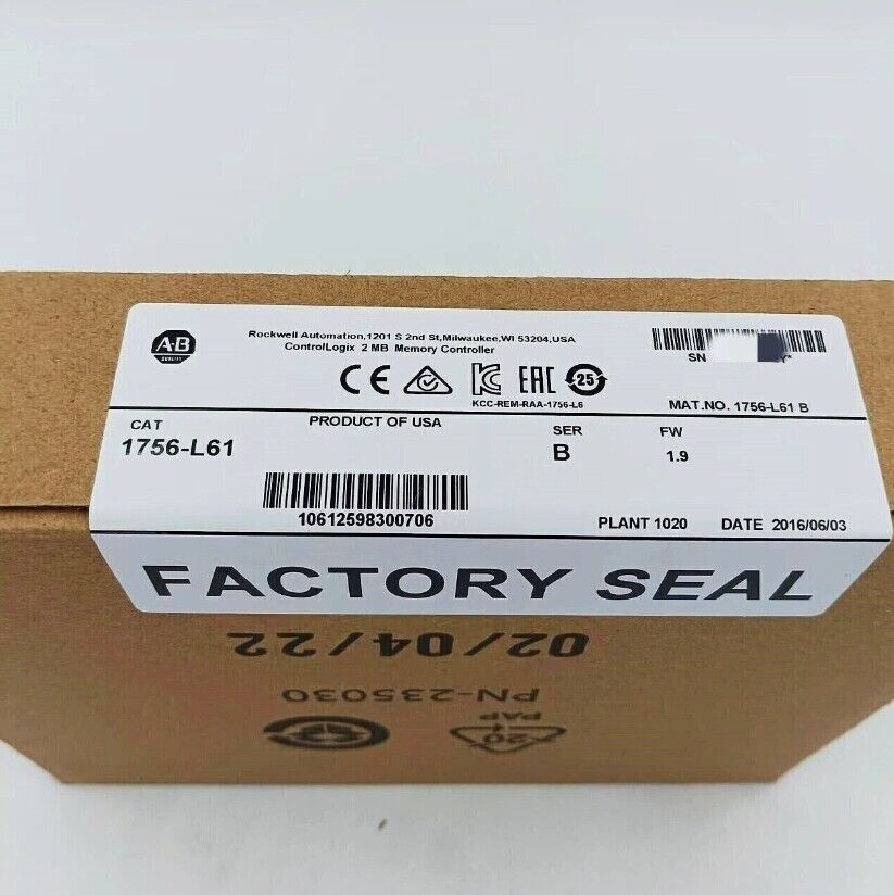 New 1756-L61 ControlLogix 2MB Memory Controller Allen Bradley - ALLEN BRADLEY