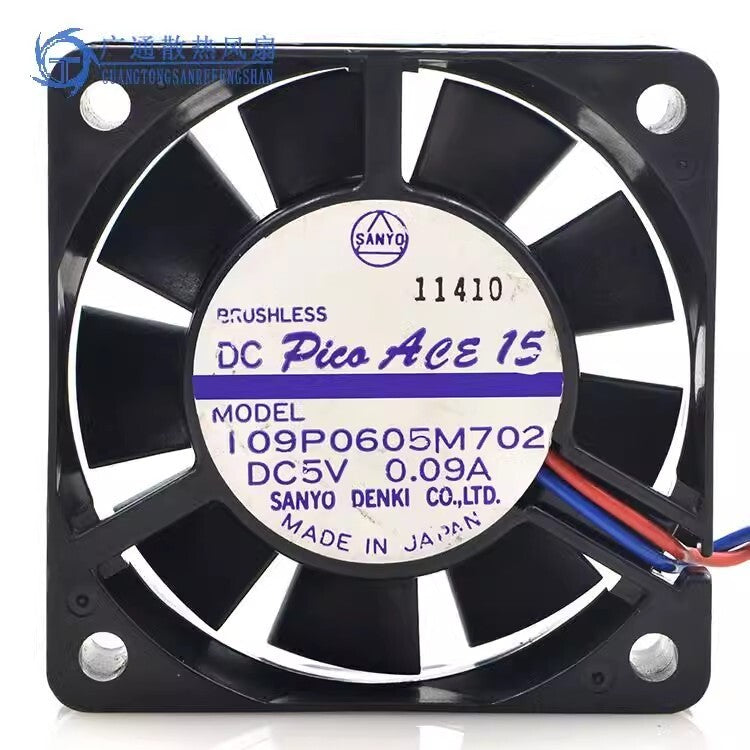 Sanyo 109P0605M702 6015 DC5V 0.09A 6CM 3-Wire Silent Cooling Fan