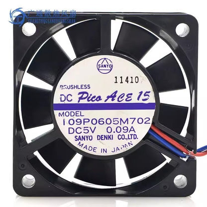 Sanyo 109P0605M702 6015 DC5V 0.09A 6CM 3-Wire Silent Cooling Fan
