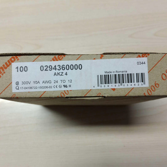 100 x Weidmuller 0294360000 Straight-through Terminal Blocks - WEIDMULLER