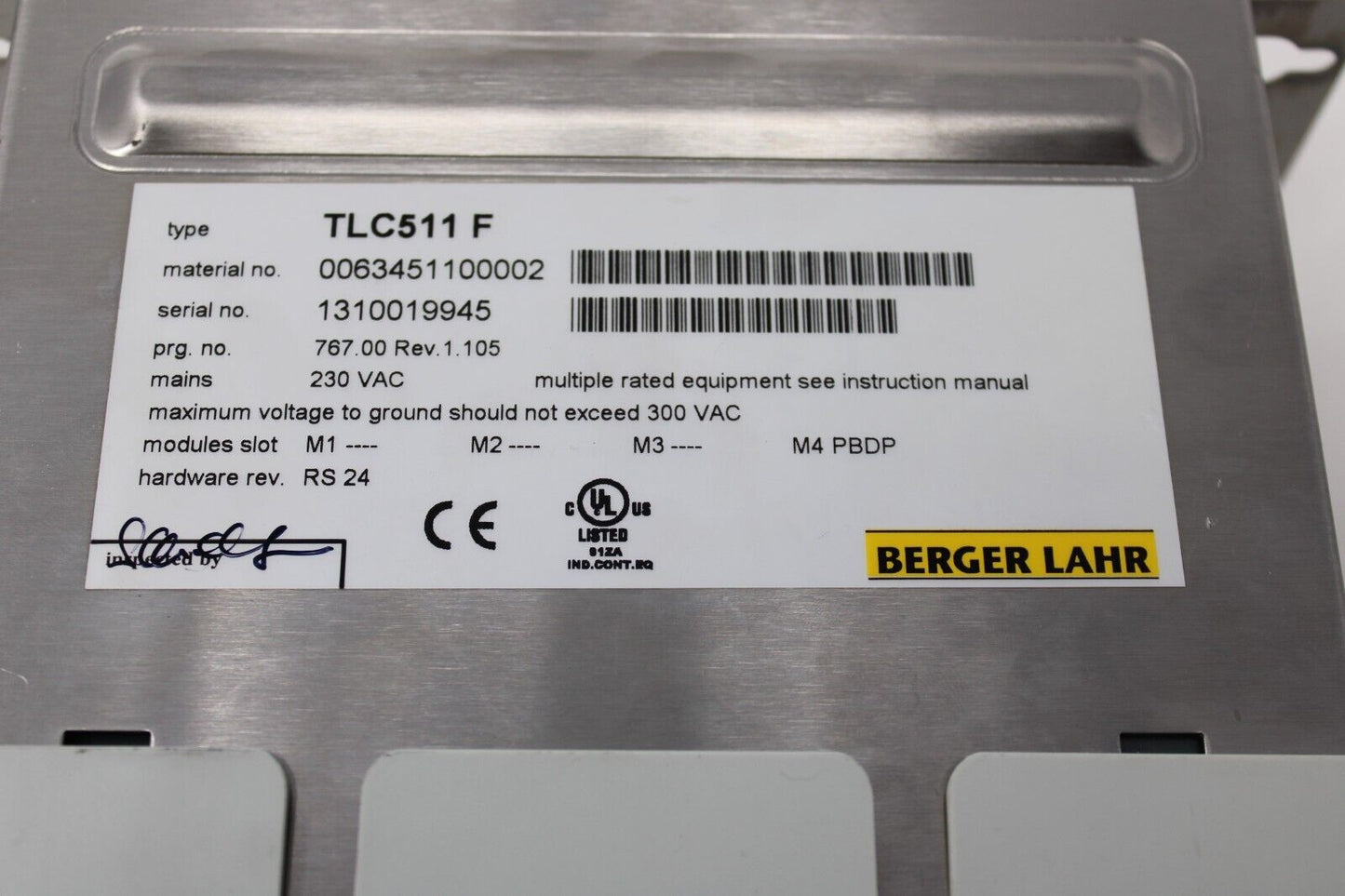used Berger Lahr TLC511F 0063451100002 Stepper Motor Control - BERGER LAHR