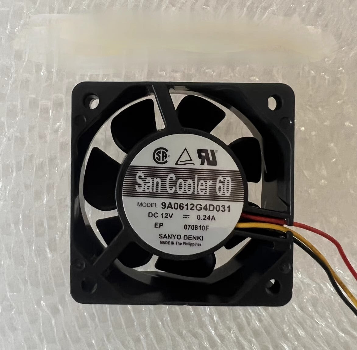 Sanyo 9A0612G4D031 6025 DC12V 0.24A 6CM 3-Wire Dual Ball Cooling Fan