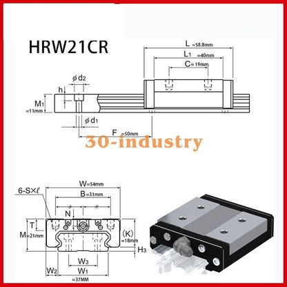 1Pcs HRW21CRM Linear Guide Slider - Precision Motion Component - HEGEL