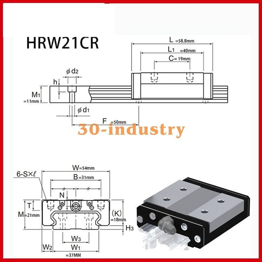 1Pcs HRW21CRM Linear Guide Slider - Precision Motion Component - HEGEL
