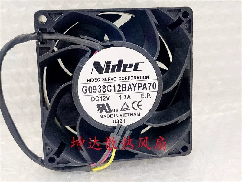 Nidec G0938C12BAYPA70 DC12V 1.7A 4-Pin Server Cooling Fan