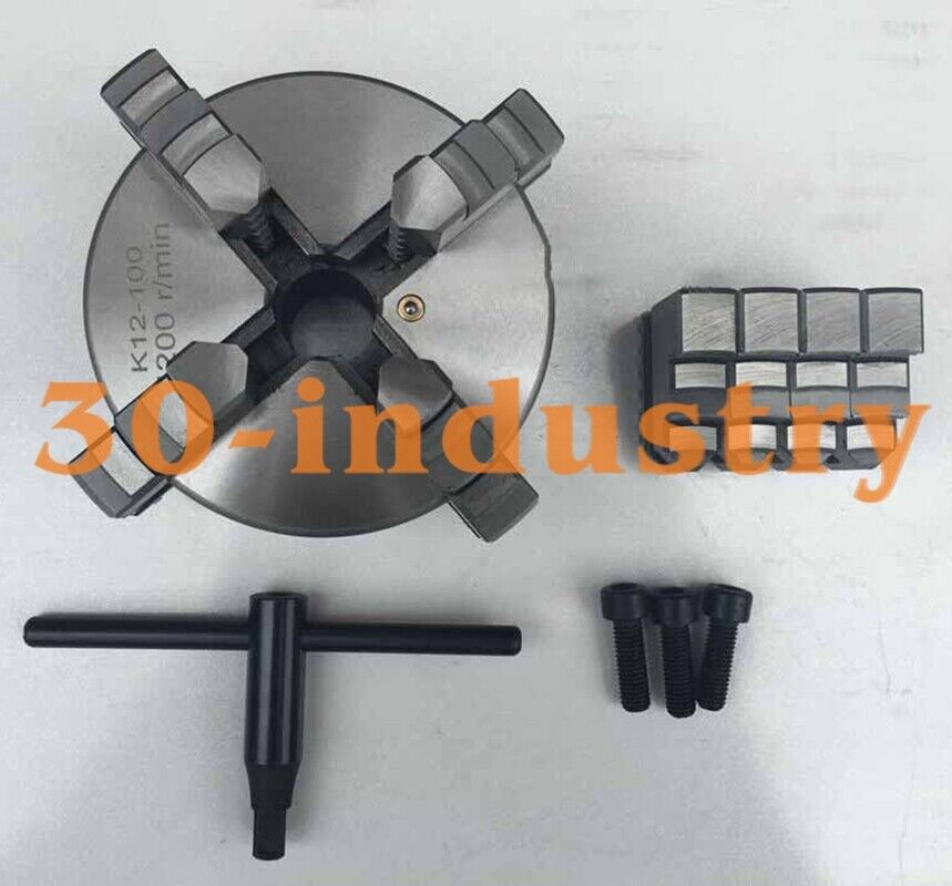 4" 4-Jaw Self Centering Lathe Chuck K12-100 for Cylinder Mounting - VENDOR NAME