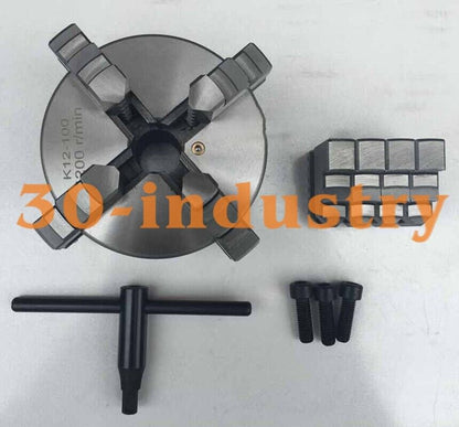 4" 4-Jaw Self Centering Lathe Chuck K12-100 for Cylinder Mounting - VENDOR NAME