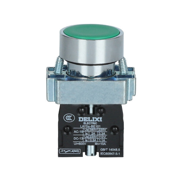 10PCS  DELIXI LAY5S-BA31 LAY5SBA31 PUSHBUTTON SWITCHES GREEN 1NO