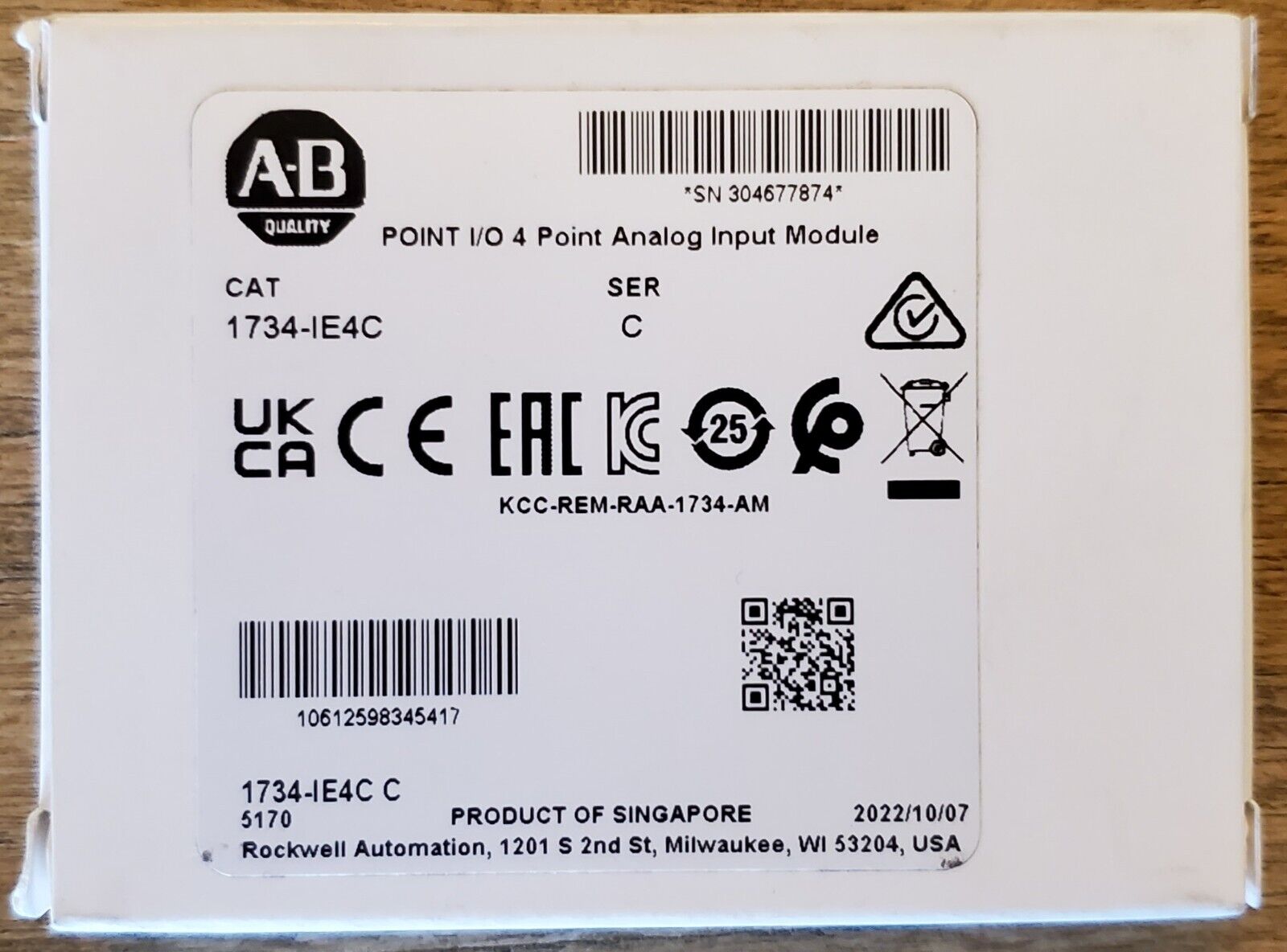 Allen Bradley 1734-IE4C Point Analog Input Module - ALLEN BRADLEY
