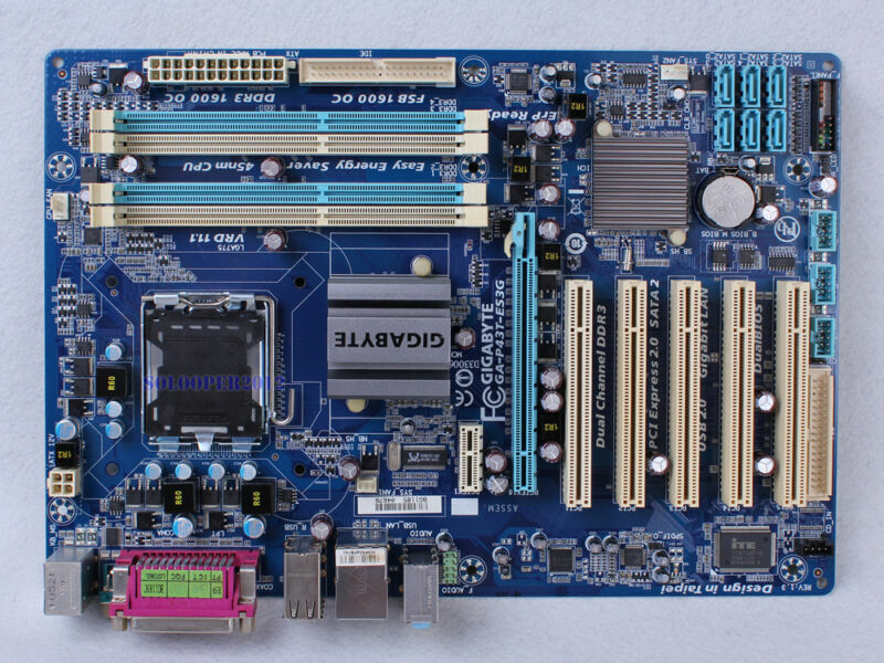 used Gigabyte GA-P43T-ES3G V1.3 Intel P43 Socket LGA 775 DDR3 Motherboard - GIGABYTE