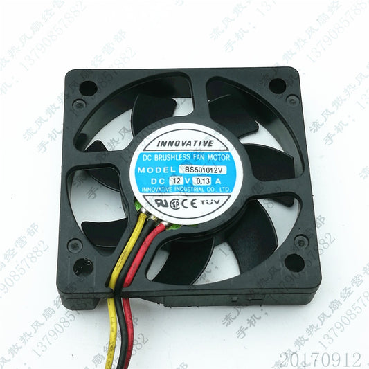 INNOVATIVE BS501012V 5010 DC12V 0.13A 5CM 3-Wire CPU Cooling Fan