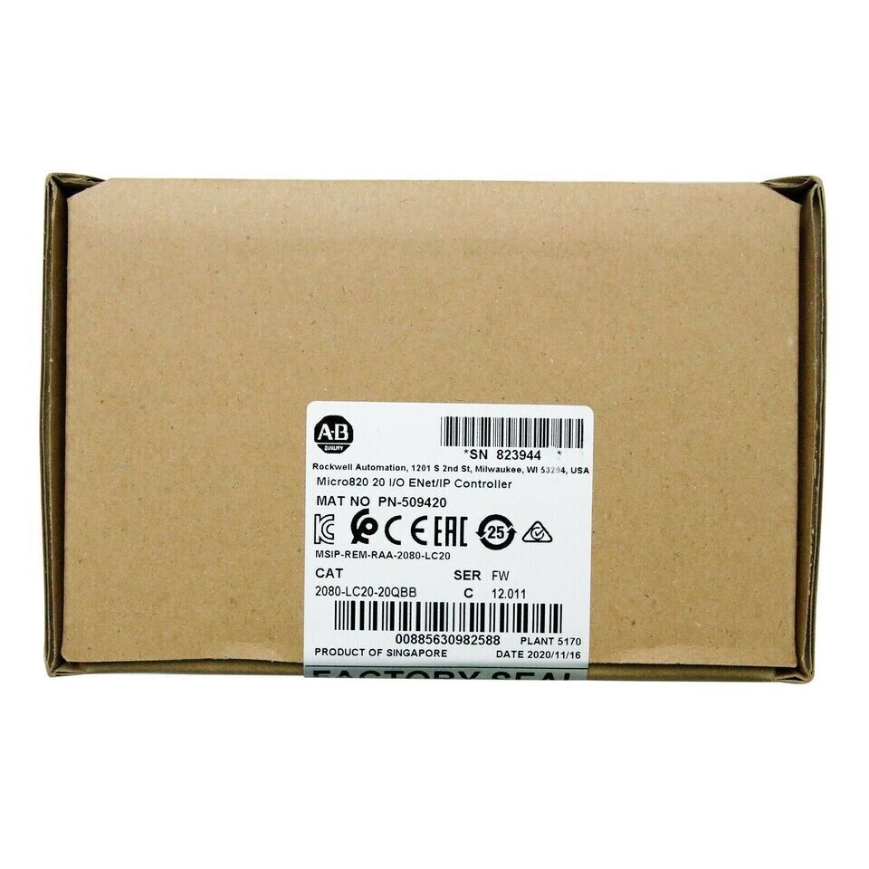 Sealed Allen-Bradley 2080-LC20-20QBB Micro820 20 ENet/IP Controller - ALLEN-BRADLEY