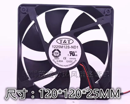 T&T 1225M12S-ND1 12025 DC12V 0.6A 12CM 2-Wire Silent Cooling Fan