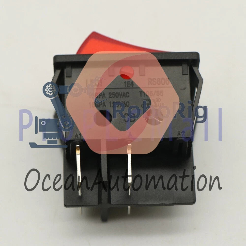 1PC LECI RS606 2position 4pin Rocker Switch 16A250V T105/55 Red with Lamp~