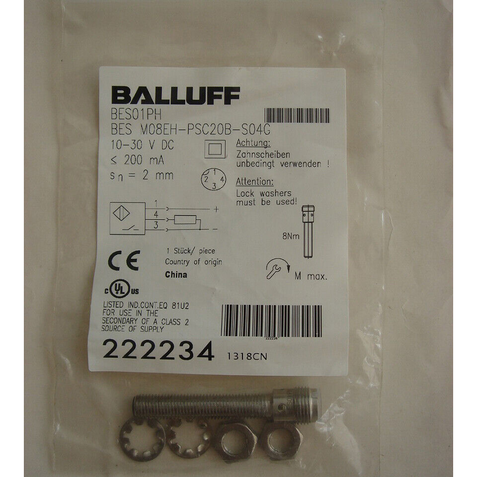 BALLUFF Proximity Switch BES M08EH-PSC20B-S04G - BALLUFF