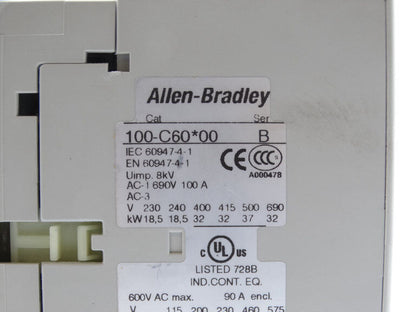 ALLEN BRADLEY 100-C60D00 SERIES B CONTACTOR - ALLEN BRADLEY