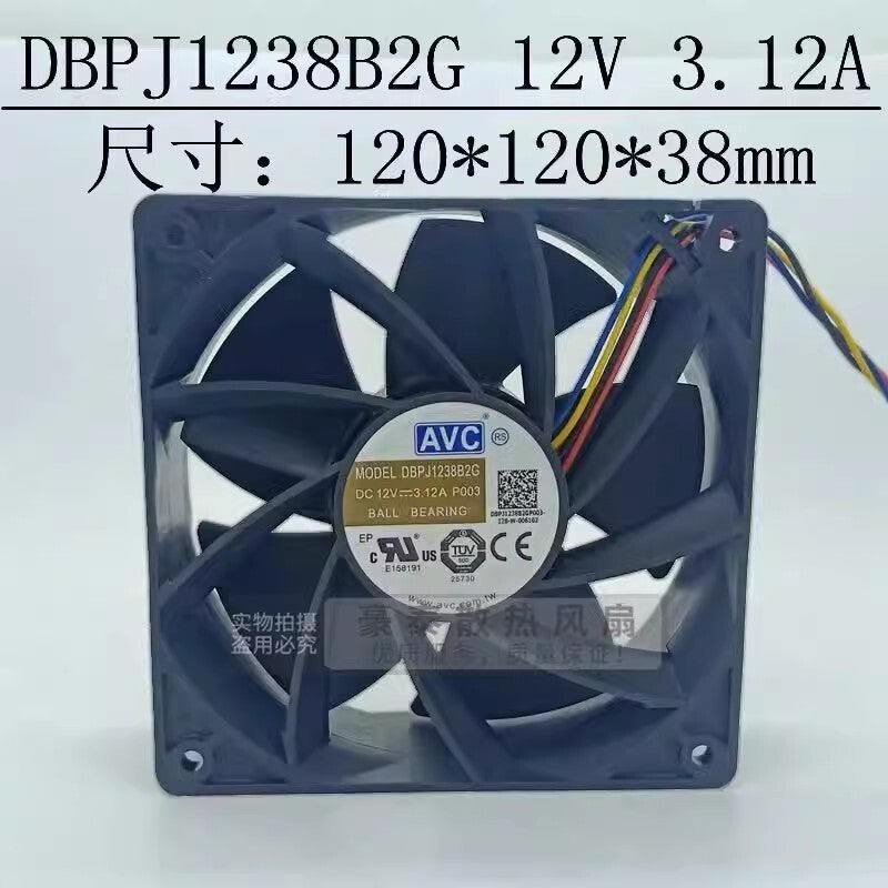 AVC DBPJ1238B2G 12038 DC12V 3.12A 12CM 4-Wire PWM Silent Cooling Fan