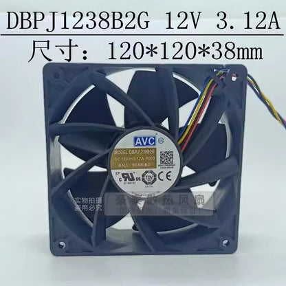 AVC DBPJ1238B2G 12038 DC12V 3.12A 12CM 4-Wire PWM Silent Cooling Fan