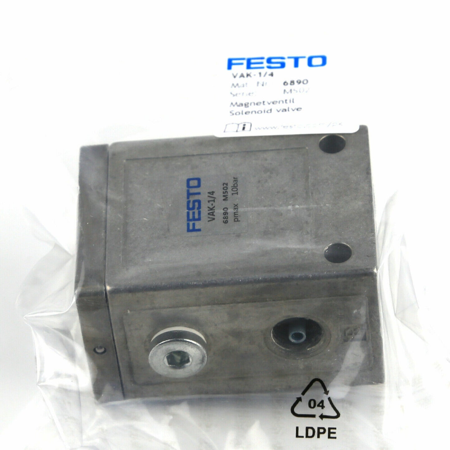 FESTO VAK-1/4 6890 Vacuum Generator Professional 6890 Vacuum Pump Absorbent Top Mount - FESTO