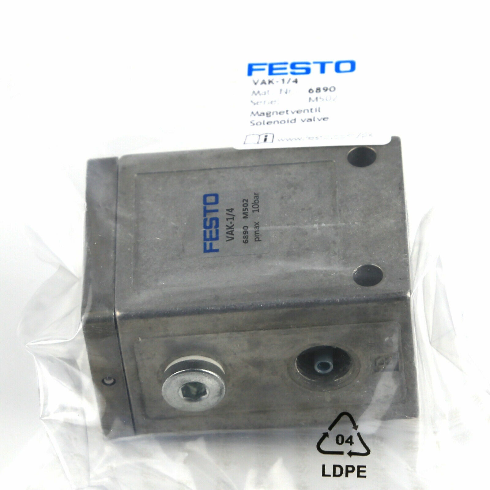 FESTO VAK-1/4 6890 Vacuum Generator Professional 6890 Vacuum Pump Absorbent Top Mount - FESTO