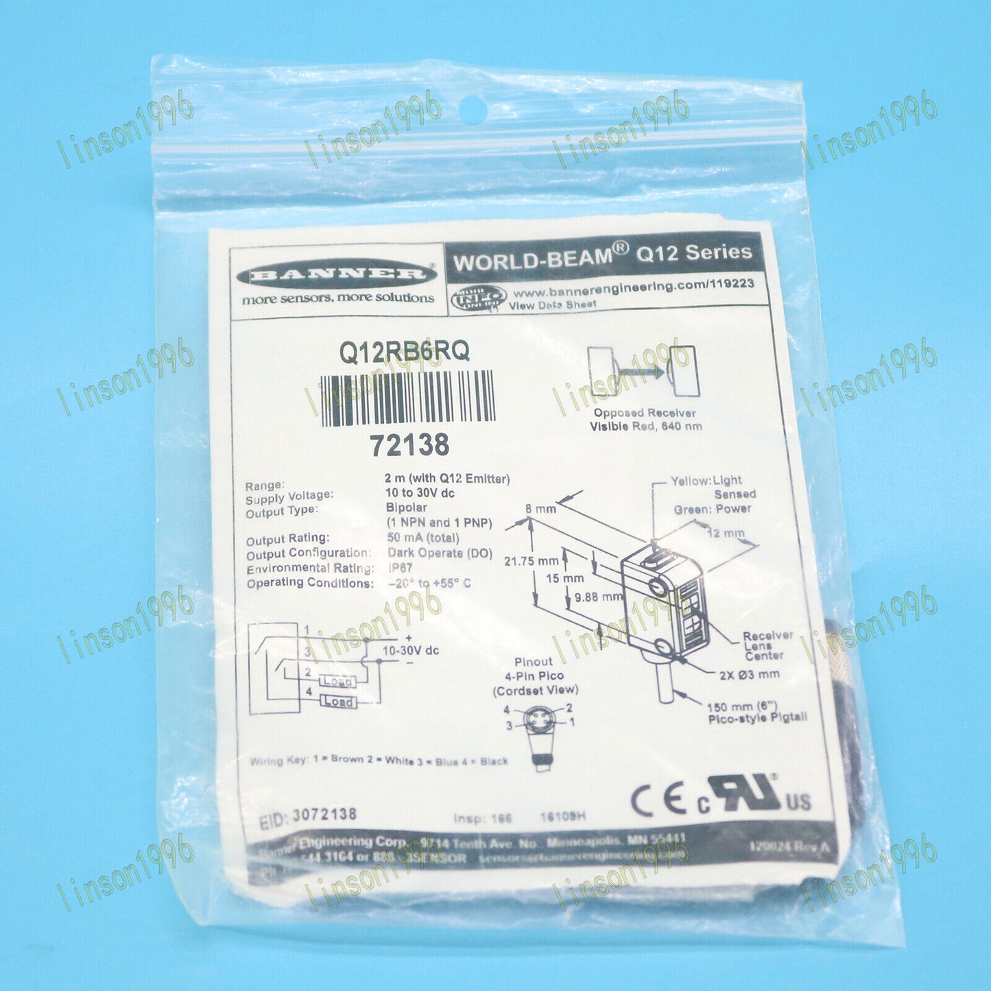 BANNER Photoelectric Switch Sensor Q12RB6RQ SHIP - BANNER