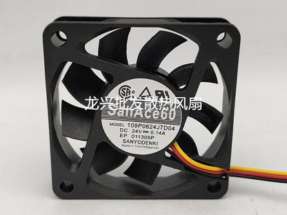 new 1 PCS Sanyo Fan 109P0624J7D04 DC24V 0.14A 6015 6CM 3 wire inverter cooling fan - SANYO