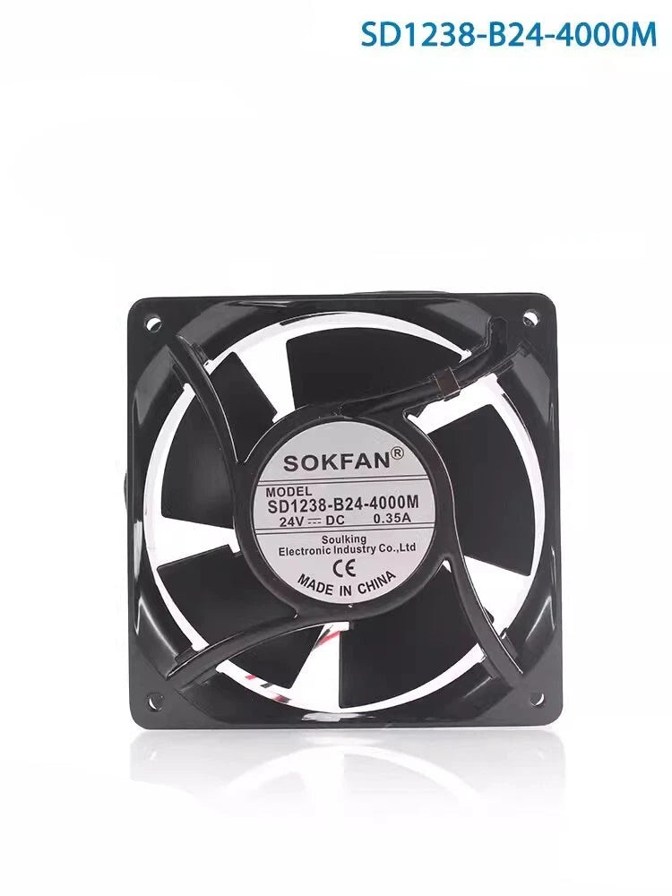 SOKFAN SD1238-B24-4000M DC24V 0.35A 120*120*38MM 2-Wire Axial Cooling Fan