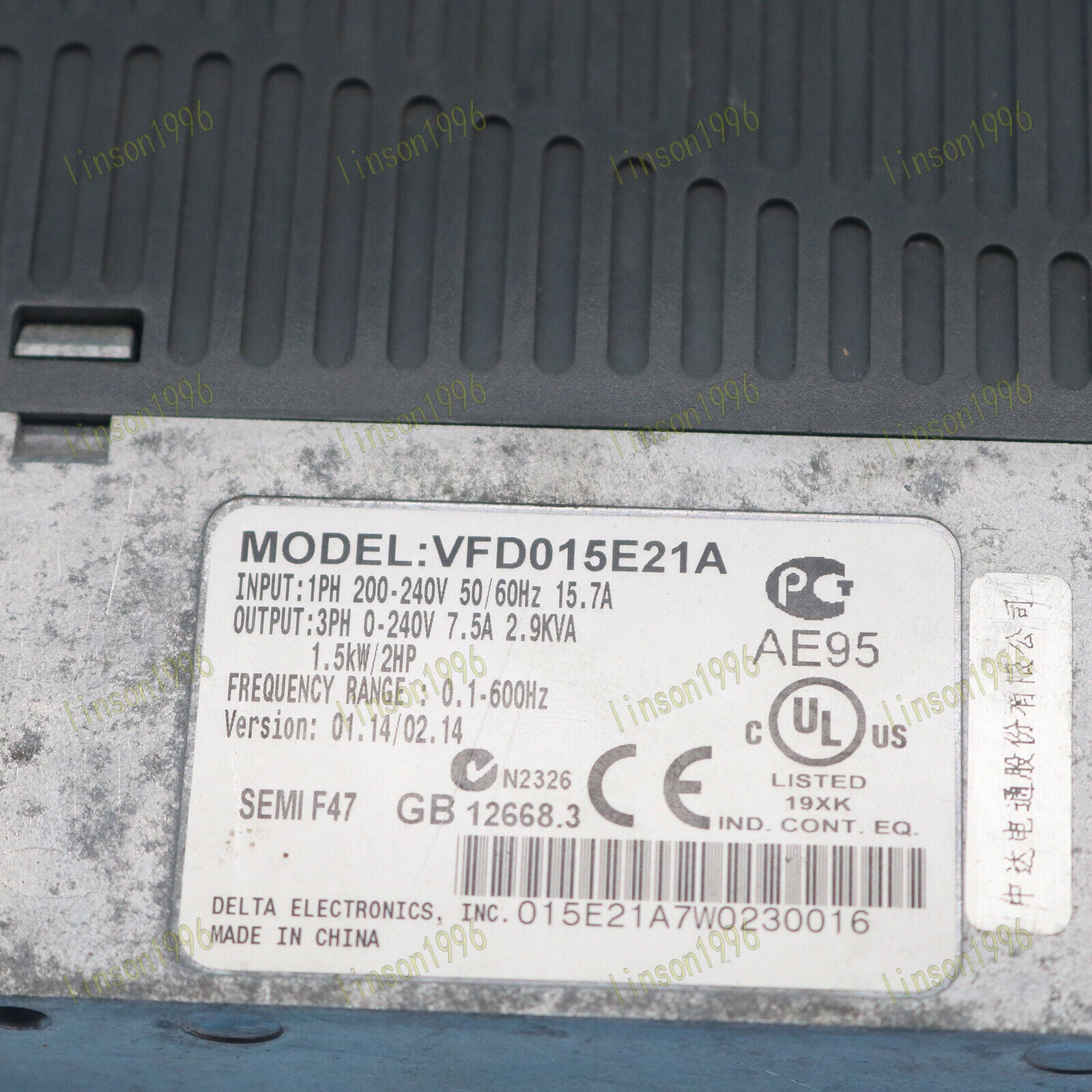 used DELTA VFD015E21A Inverter Tested Good - DELTA