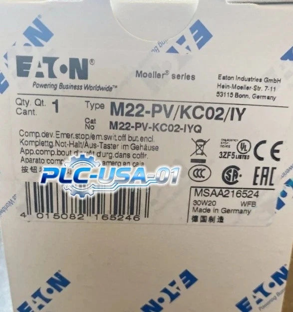 1PCS EATON M22-PV/KC02/IY Emergency Stop Button Box Fast delivery