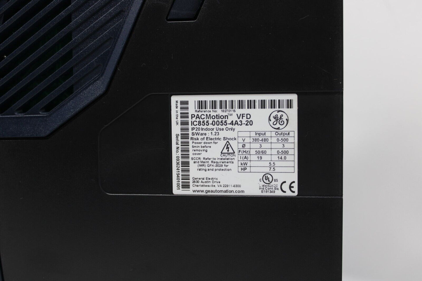 used GE IC855-0055-4A3-20 PACMotion VFD Emerson - EMERSON