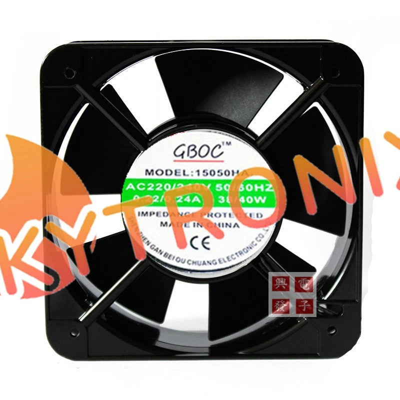 1 PCS GBOC Fan 15050HA2 AC 220/240V 0.22A 38W 15050 15CM 2 Wire Aluminum frame