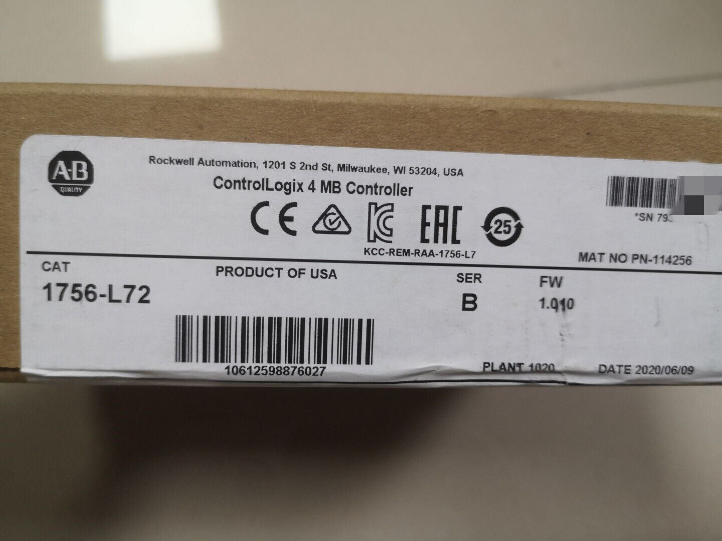 Sealed Logix5572 Processor 4MB US - ALLEN BRADLEY