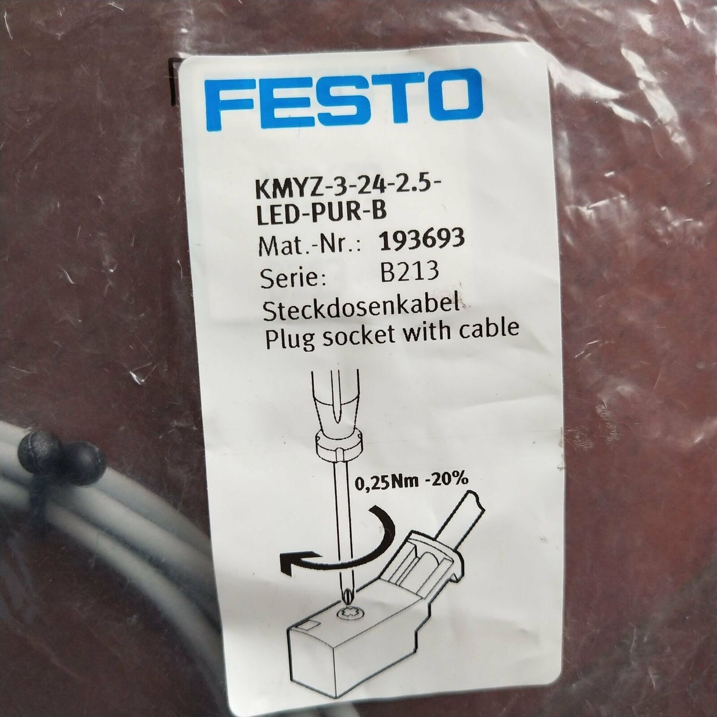FESTO 193693 Cable Fast LED PUR-B 1PC - FESTO