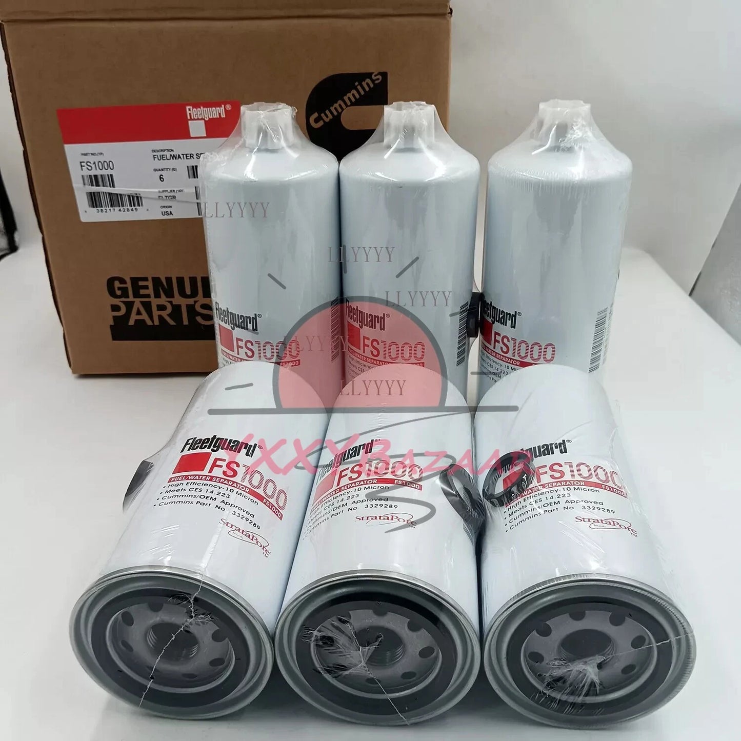 6 PCS FS1000 Fleetguard Fuel Water Separator Spin-On For Cummins 3329289