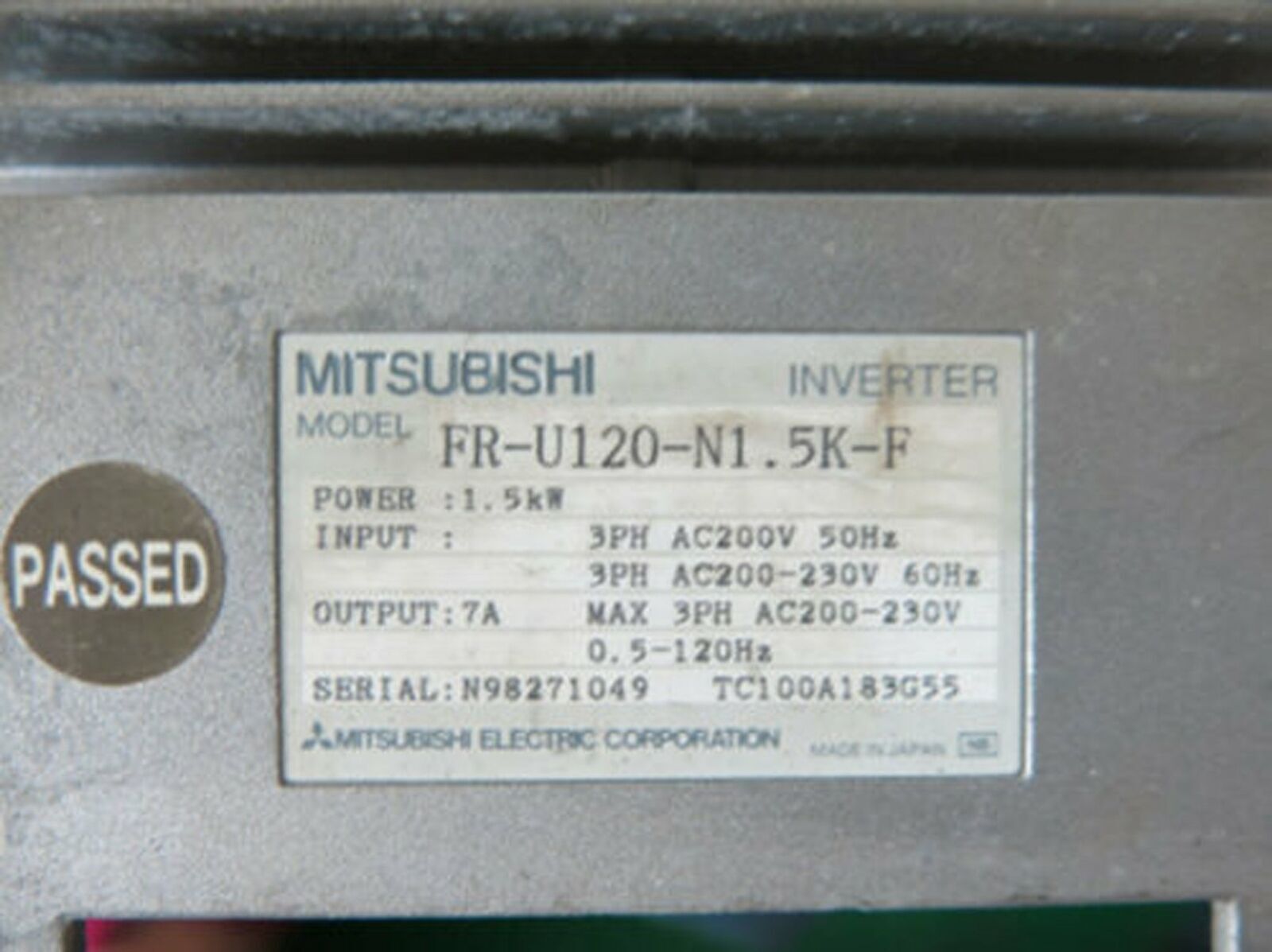 Used ONE Mitsubishi Inverter 1.5KW 220V FR-U120-N1.5K-F Tested Good Condition - ONE MITSUBISHI
