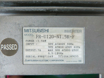 Used ONE Mitsubishi Inverter 1.5KW 220V FR-U120-N1.5K-F Tested Good Condition - ONE MITSUBISHI