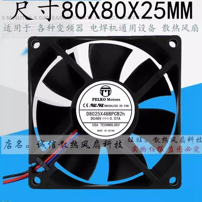 PELKO MOTORS D8025X48BPCB2h DC48V 0.07A 3-Wire Silent Cooling Fan