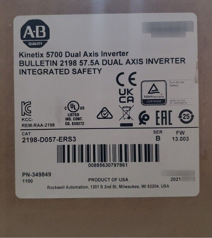 PLC Allen-Bradley Kinetix 5700 Dual Axis Inverter 2198-D057-ERS3 | High-Efficiency Industrial Inverter | Kinetix Series | Allen-Bradley | Custom Configuration - ALLEN-BRADLEY
