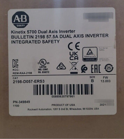PLC Allen-Bradley Kinetix 5700 Dual Axis Inverter 2198-D057-ERS3 | High-Efficiency Industrial Inverter | Kinetix Series | Allen-Bradley | Custom Configuration - ALLEN-BRADLEY