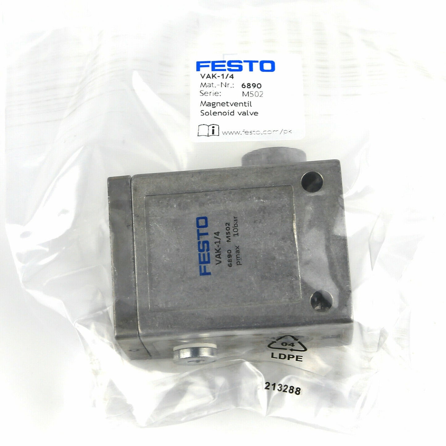 FESTO VAK-1/4 6890 Vacuum Generator Professional 6890 Vacuum Pump Absorbent Top Mount - FESTO