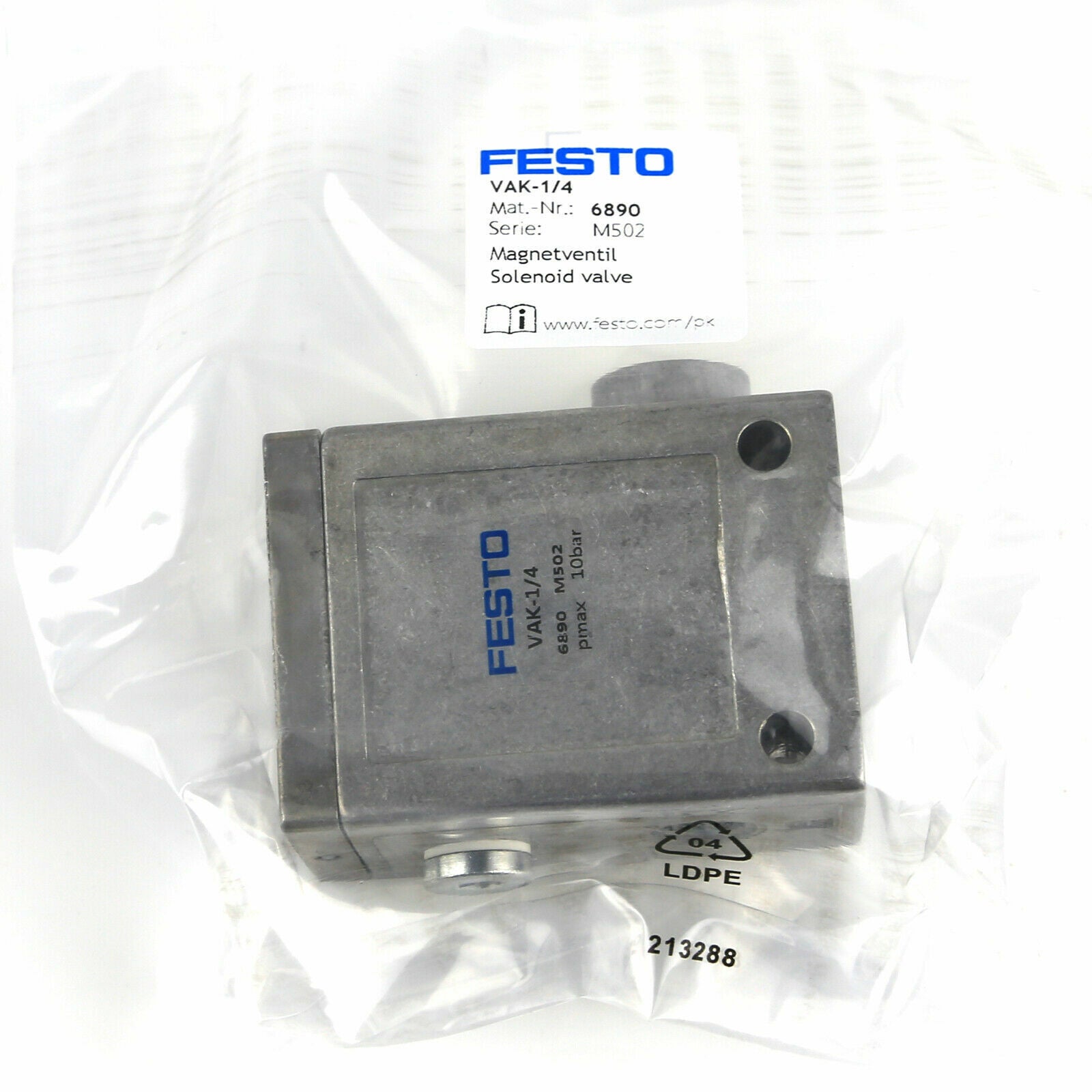 FESTO VAK-1/4 6890 Vacuum Generator FESTO