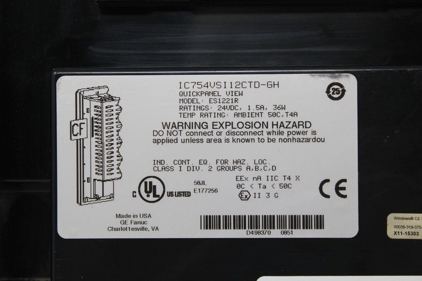 used GE Fanuc IC754VSI12CTD-GH Panel - GE FANUC