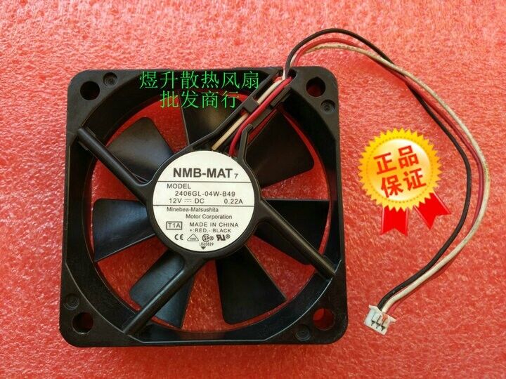new 1 PCS NMB Fan 2406GL-04W-B49 DC 12V 0.22A 6015 60*15mm 3 pin Cooling fan - NMB