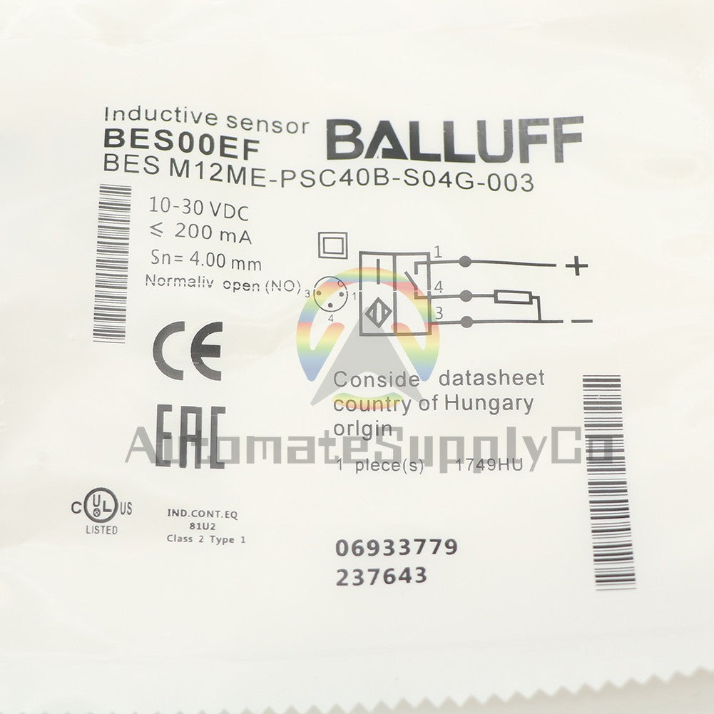 BALLUFF BES M12ME-PSC40B-S04G-003(BES00EF) Inductive standard sensors PNP #