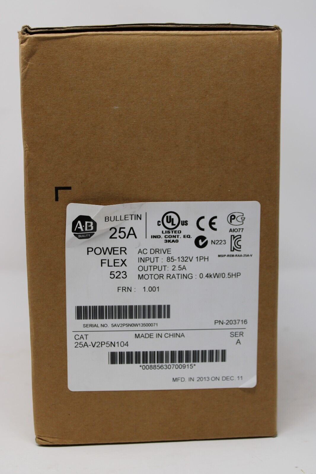 new Allen Bradley 25A-V2P5N104 PowerFlex 525