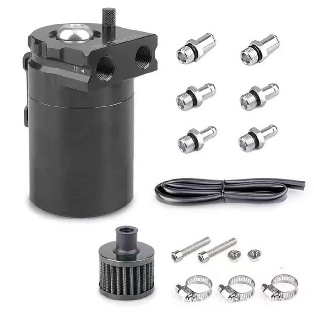 new Universal Oil Catch Can Kit Reservoir Baffled Tank with Breather Filter Aluminum