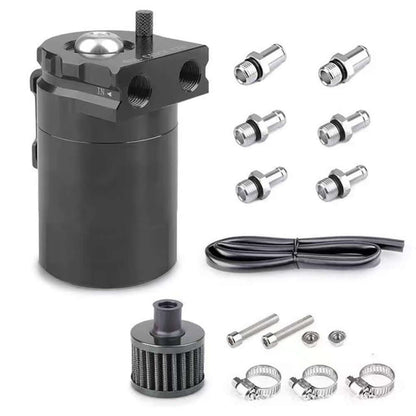 new Universal Oil Catch Can Kit Reservoir Baffled Tank with Breather Filter Aluminum