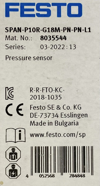 new FESTO SPAN-P10R-G18M-PN-PN-L1 8035544 Pressure Sensor - FESTO